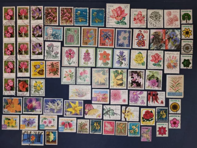 Lot593 Briefmarken Alle Welt 🌐 Motivsammlung Blumen Gestempelt Shipping 🌐 3