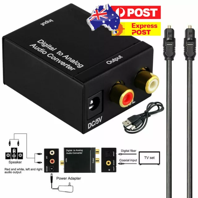 Digital to Analogue Audio Converter Coaxial Coax Optical Toslink RCA L/R DAC