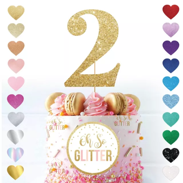 2, Number 2 Retro style cake topper, Two, Personalised topper, custom glitter