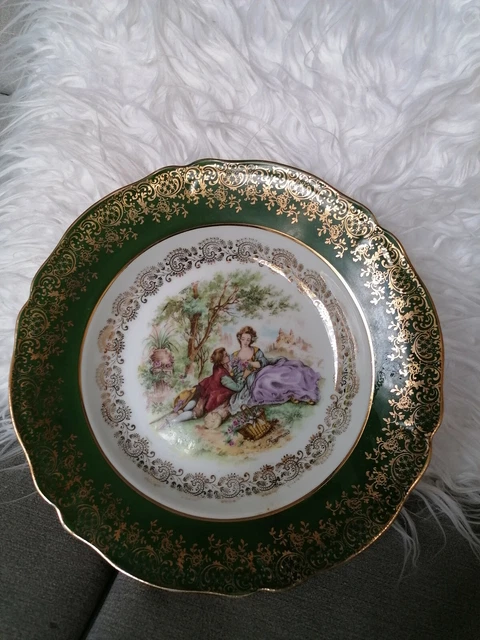 Assiette Porcelaine De Limoges, Motif FRAGONARD, décor Or Fin Diamètre  24 Cm
