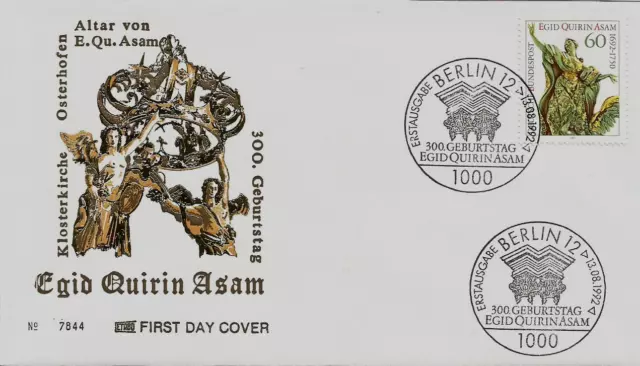 BRD FDC MiNr 1624 (1GBln) "300. Geburtstag von Egid Quirin Asam" -Baumeister-