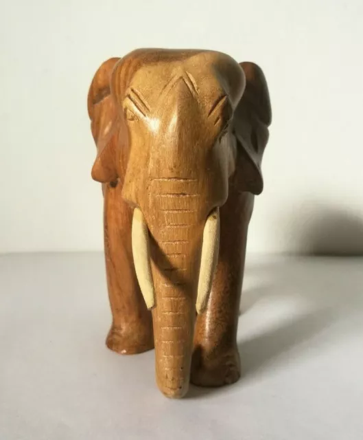 Wooden Elephant Sculpture Lucky Statue Hand Carved Home  Decor unique Gift