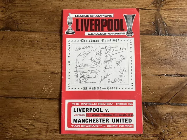 Liverpool v Manchester Utd 1973-74 Div 1 with League Review