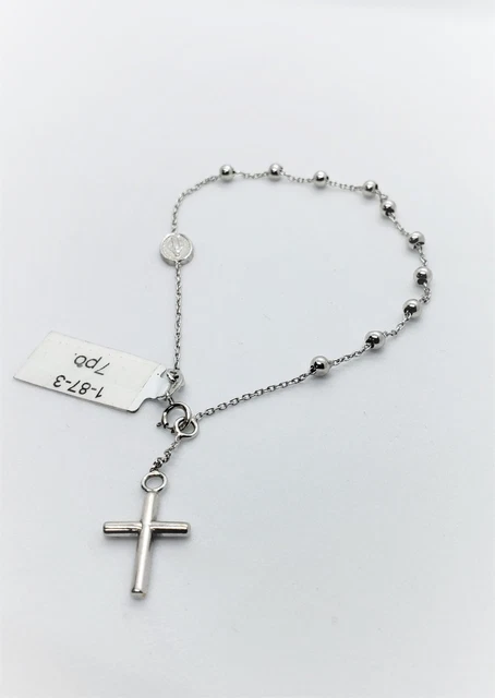 14K White Gold bracelet / rosary  7 inches 2.3g