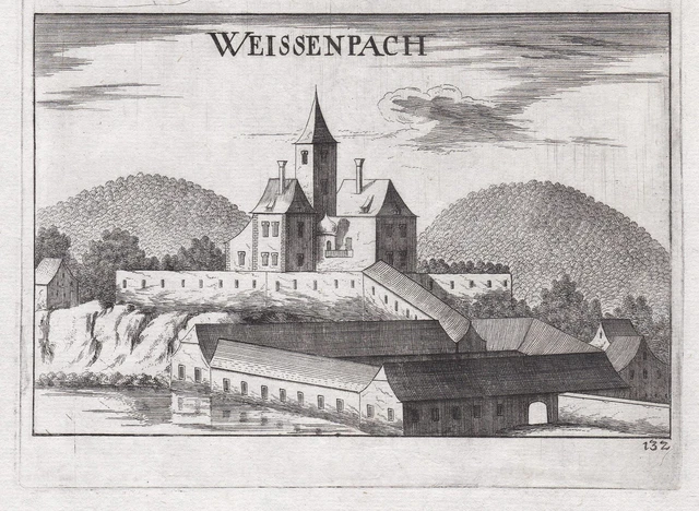 1672 Weißenbach Gastern Waidhofen An Der Thaya Incisione Stampa Antica Vischer