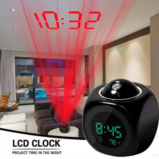 Night Light Projection Clock Home Decoration Ceiling LCD Clock LED Alarm Clock