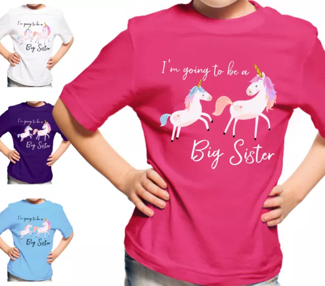 Im Going To Be A Big Sister T-Shirt Girls Unicorn Cute Reveal Tshirt Top Gift