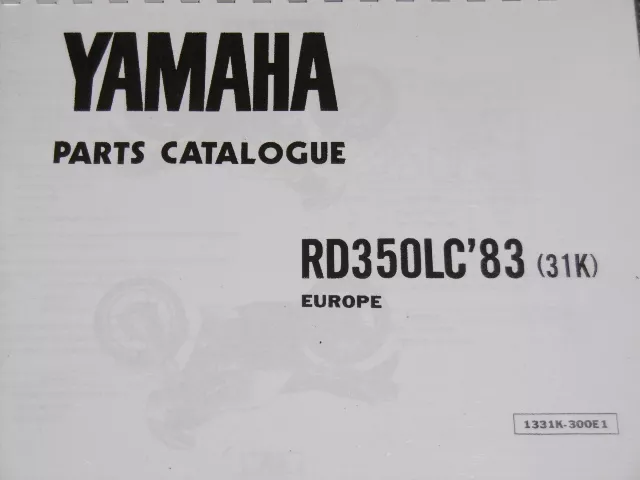 Yamaha Rd 350 Lc 2 31K Ypvs 1983 Parts List Manual Catalogue Rz 350 .