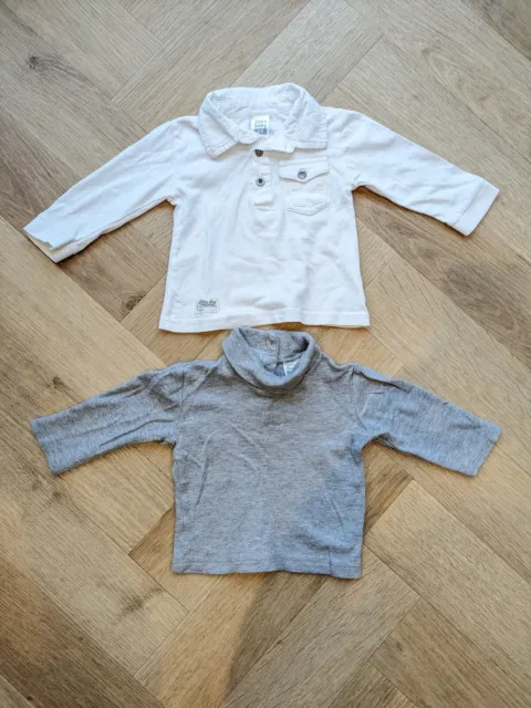 Bundle Of Zara Baby Boy Tops. Grey & White. 3-6 Months