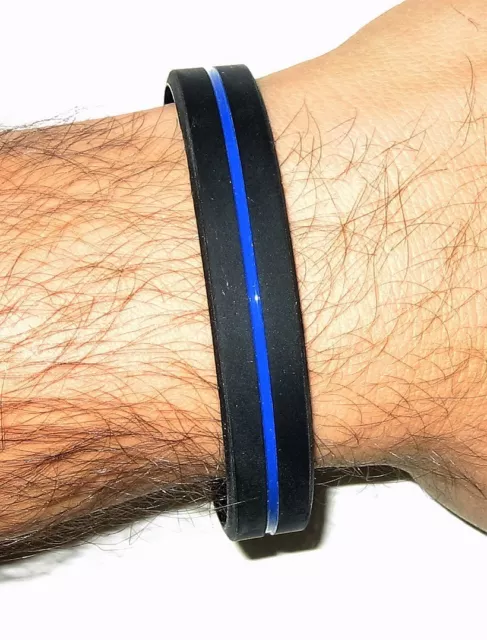 Armband Silikon unisex Größe thin blue line dünne blaue Linie Polizei