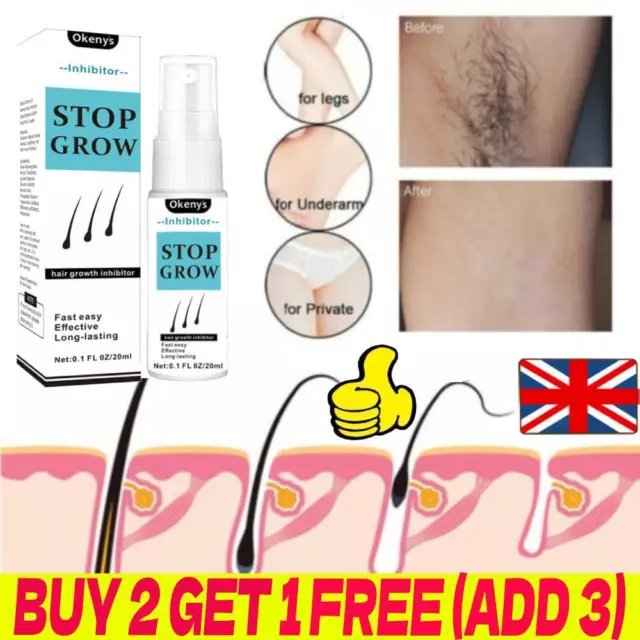 Powerful Permanent Painless Hair Removal Spray Stop Hair Growth Inhibitor UK
