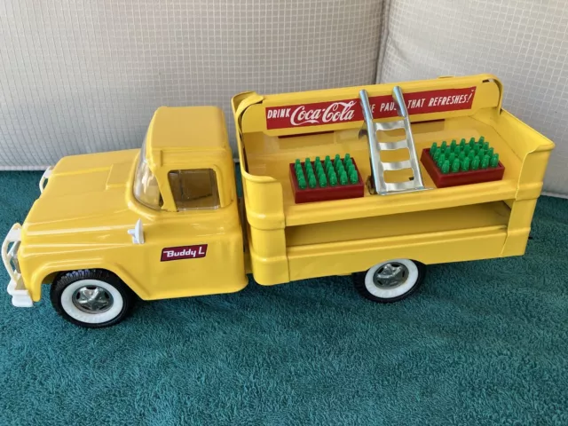 #3 Vintage 1961 Buddy L Yellow Pressed Steel Coca Cola Ford Delivery Truck