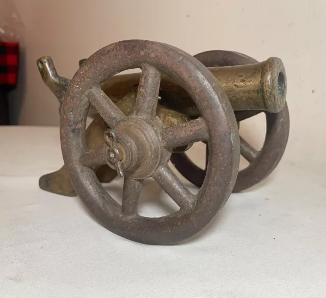 very rare antique 19th century heavy brass cast iron signal cannon model toy gun