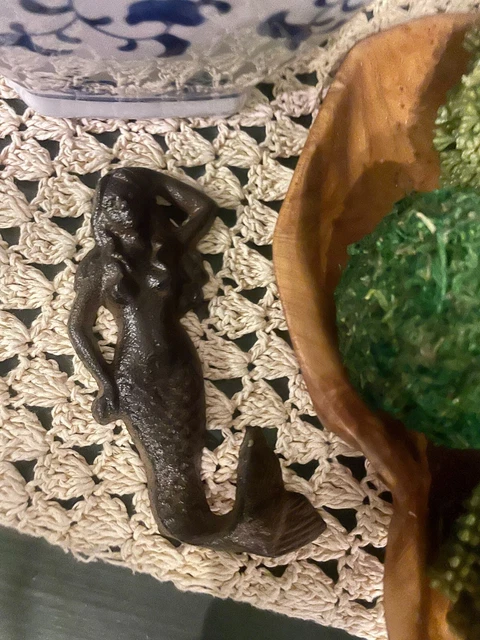 Mermaid Hook Posed Wall Beach Towel Coat Nautical Rustic Cast Iron Hanger Metal