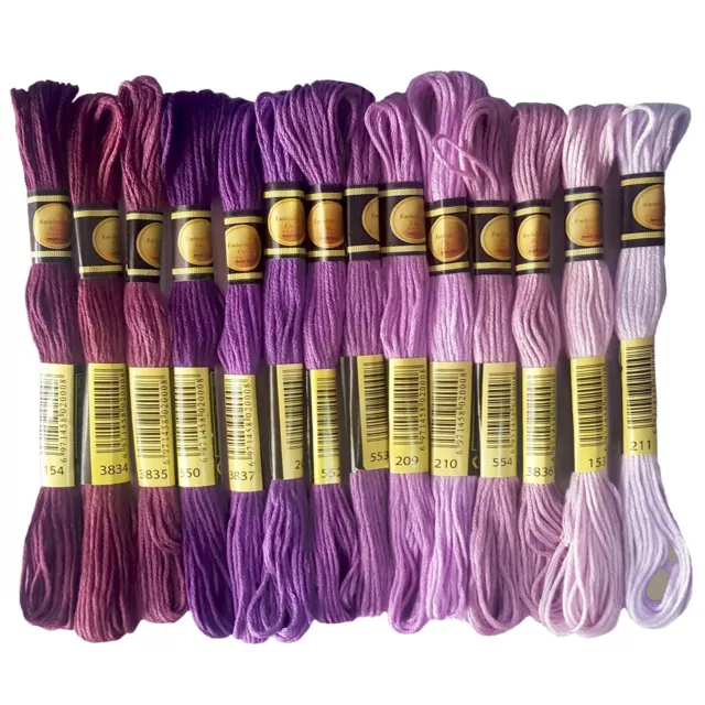 Madeja de hilo de bordar de 6 hebras equivalente a DMC, 14 colores violeta... 2