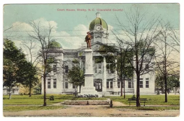 Court House Shelby North Carolina NC Postcard Cleveland County Monument Posted