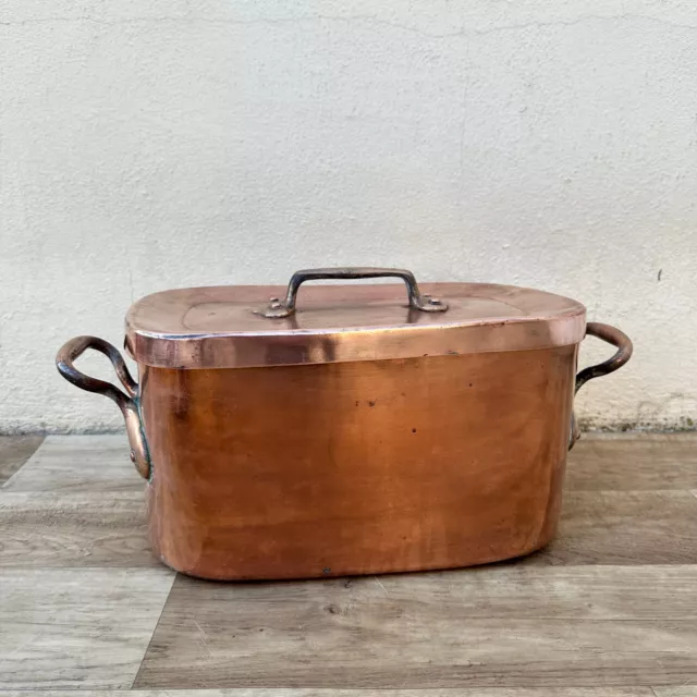 Dovetailed  French France daubiere rosting pot Vtg Copper Cookware 0404233