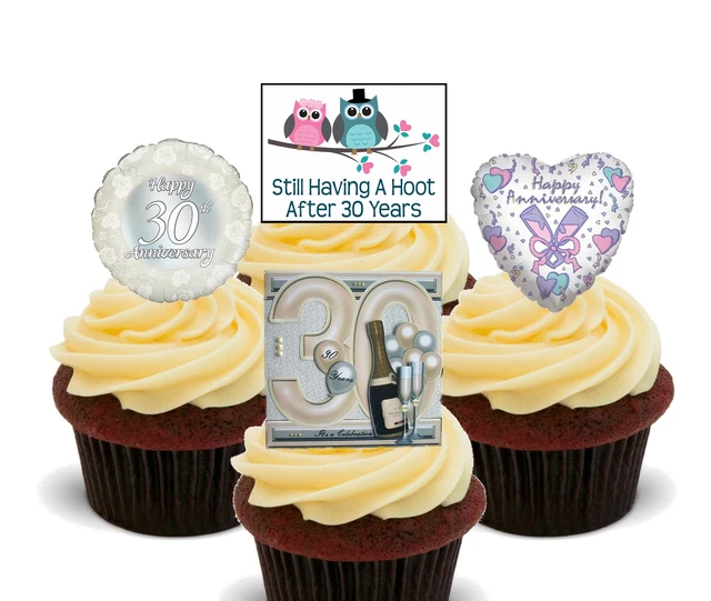 30TH ANNIVERSARY EDIBLE Cupcake Toppers, Standup Cake Decorations