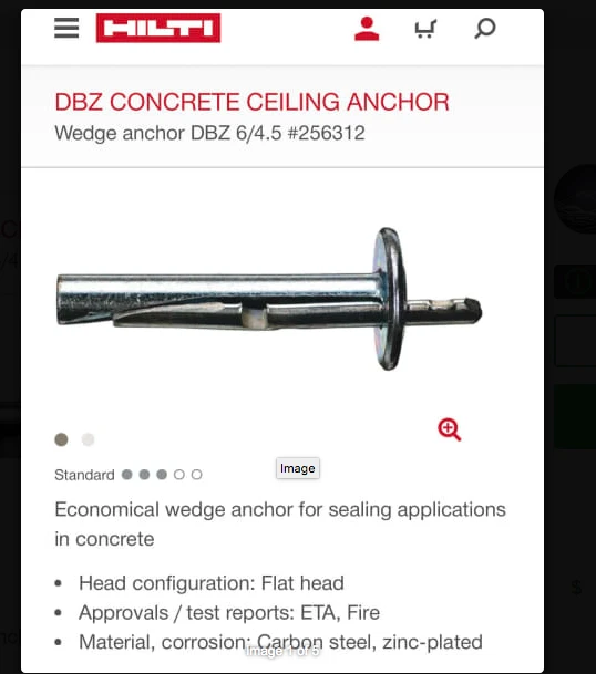 HILTI DBZ CONCRETE CEILING ANCHOR Wedge anchor DBZ 6/4.5 256312 EUR 57