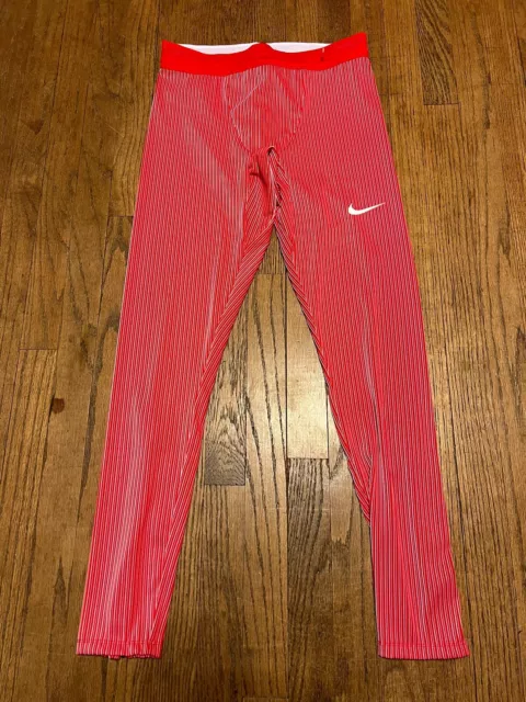 Nike Pro Elite Official USA Racing Tights White Red AO8491-000 Men's Size Large