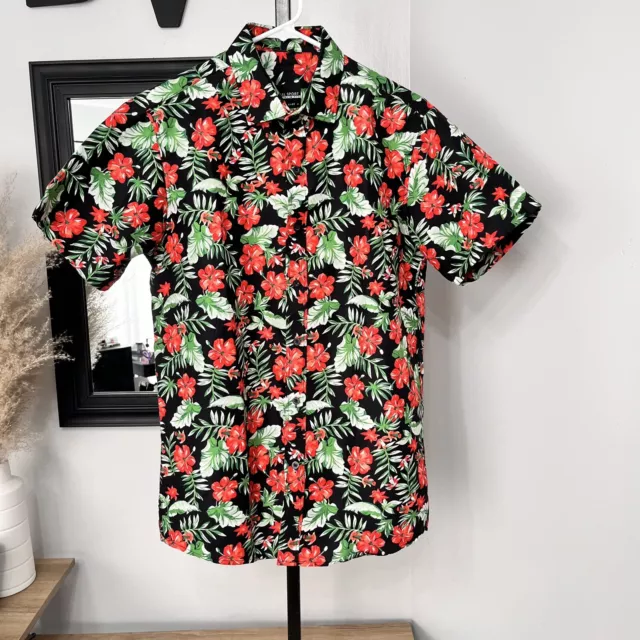 Vertical Sport Mens M Shirt Casual Button Up Cotton Blend Short Sleeve Hawaiian