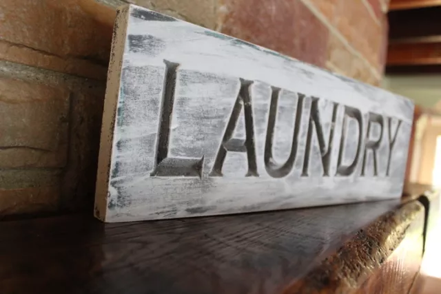 Rustic Laundry Sign / Carved Wooden Farmhouse Fixer Upper Style Décor