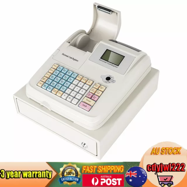 Electronic Cash Register POS Cashier with 48Keys 8Digital LED Display Drawer Box