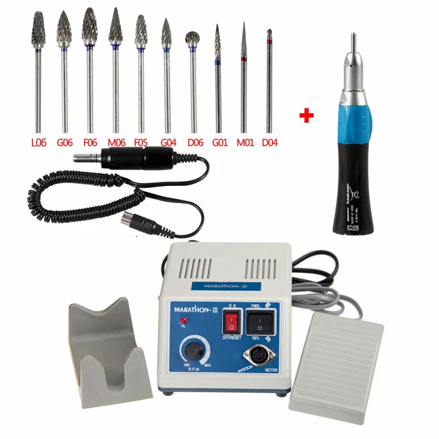 Dental Lab Marathon Electric Micromotor 35K RPM W/ Straight Nosecone 10 HP Burs