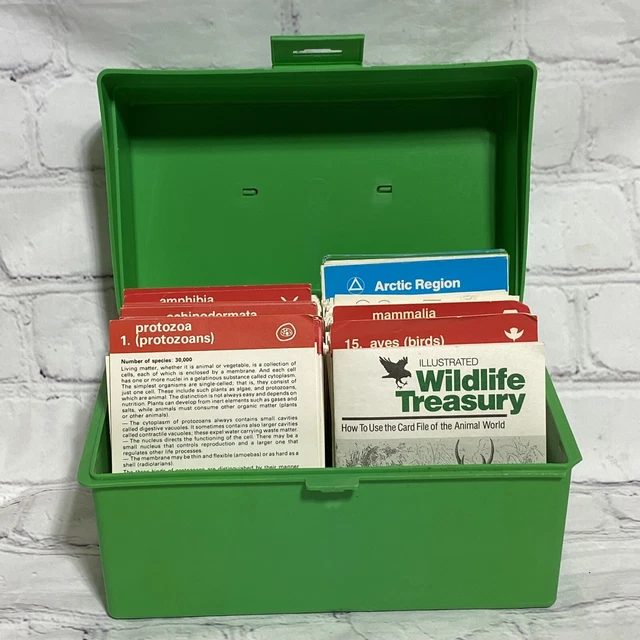 VTG Illustrated Wildlife Treasury Storage Box 600+ Cards Instructions Homeschool
