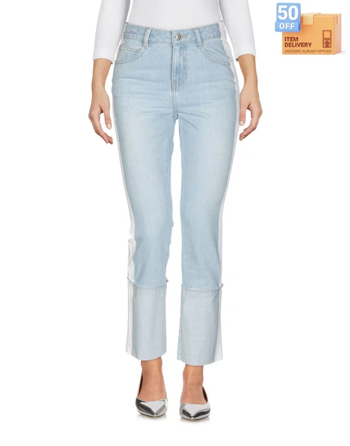 Jeans SJYP rivestiti RRP €250 taglia S a righe laterali tagliati