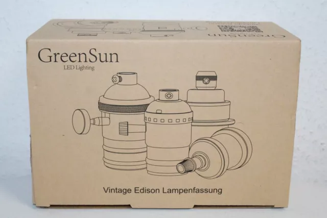 GreenSun LED Lighting 6er Vintage Edison Lampenfassung Grau Neu Rechnung MwSt