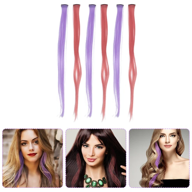 6 piezas pelucas de mujer con abrazadera roja pinzas para el cabello coloridas