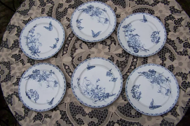 6 Anciennes Assiettes Plates Carmen Terre De Fer Faïence de Sarreguemines