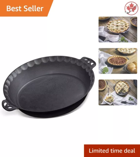 True Seasoned Cast Iron Pie Pan - Decorative Handles - Even Heat - 10 Inch