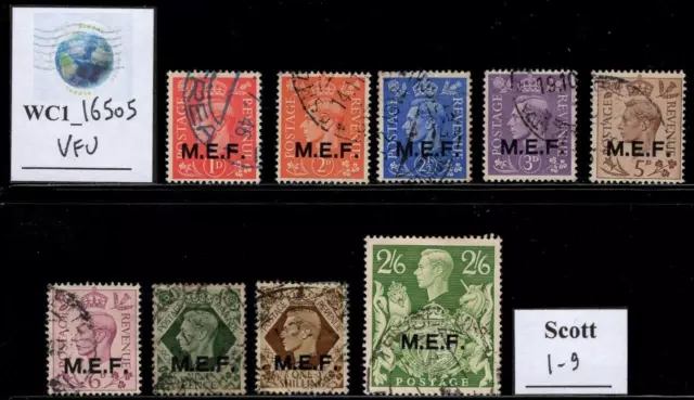 WC1_16505. BRITISH OFFICE: MIDDLE EAST FORCES. 1942-43 MEF cplt. set. Used