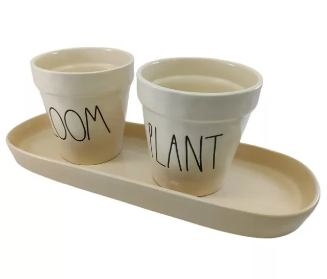 Rae Dunn Flower Pot & Tray Gift Set Plant Grow