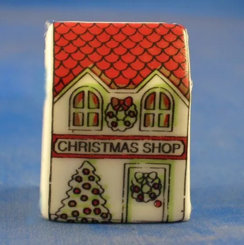Birchcroft Miniature House Shaped Thimble -- Christmas Shop