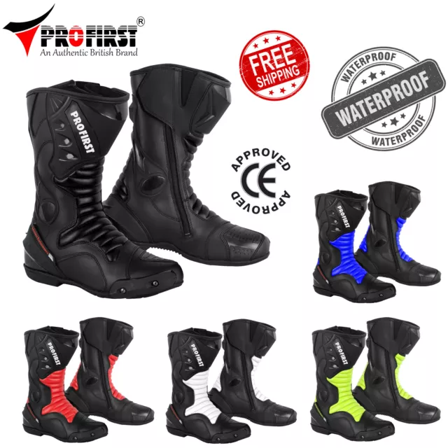 Motorbike Racing Boots Motorcycle Waterproof Leather CE Approved Armoured Shoes
