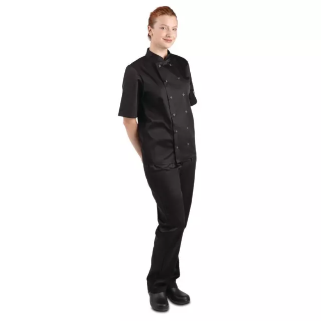 Whites Vegas Unisex Chefs Jacket Short Sleeve Black L