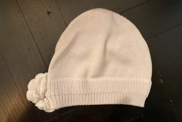 Chapeau fleur en coton blanc 125 $ bébé CZ 6-12 mois 3