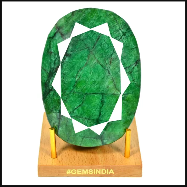 3150 Cts Natural Brazilian Green Emerald Oval Cut Huge Loose Gem-103x74x45mm 2