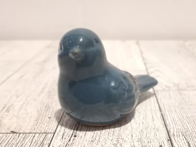 1 Blue Glazed Ceramic Bird Figurine Bird Statue Country.