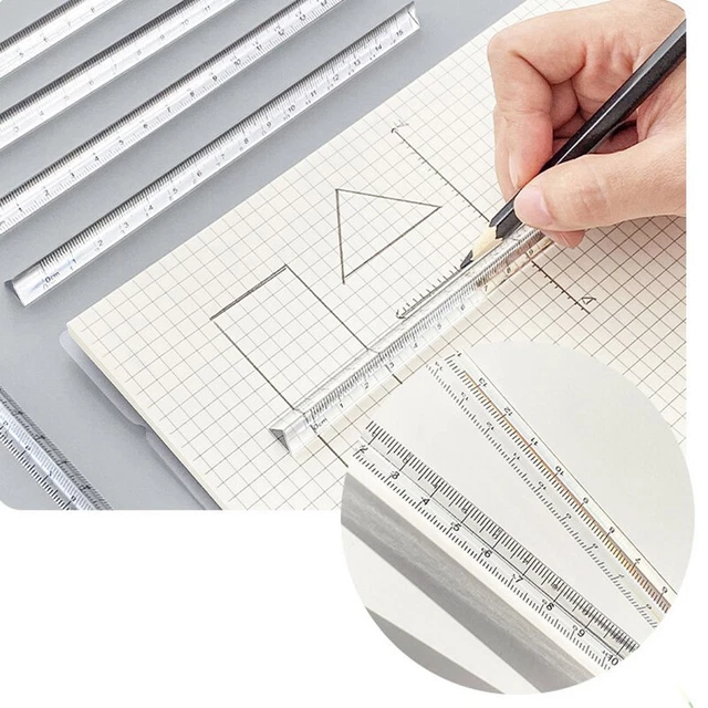 Righello dritto triangolare trasparente 15 cm stazione utensili Kawaii*/t