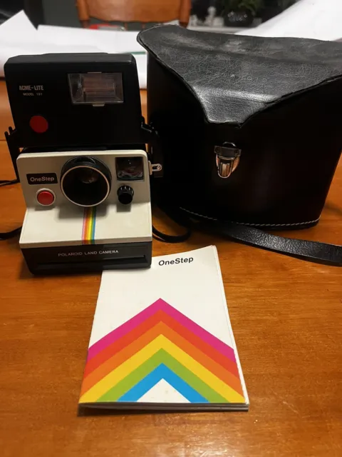 Polaroid One Step SX-70 Rainbow Stripe Instant Film Camera Tested Bundle