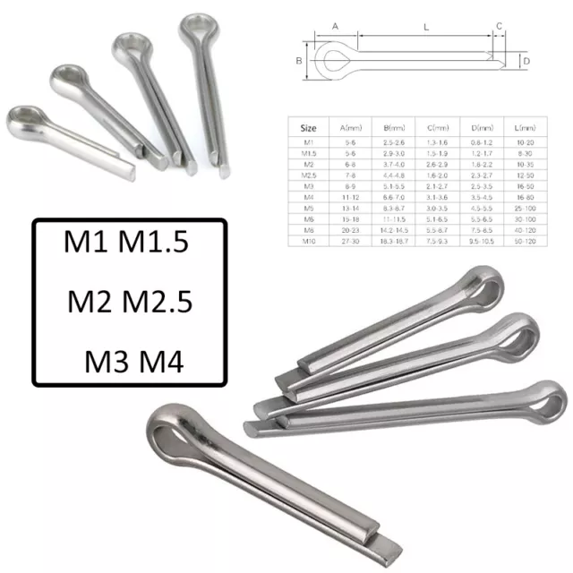 Split Pins Cotter Straight M1/1.5/2/2.5/3/4 Pins A2 304 Stainless Clevis Pins