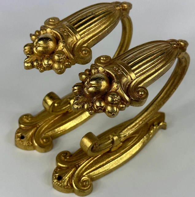 Antique French Pair of Gold Colour Metal Excellent Quality Curtain Tie backs