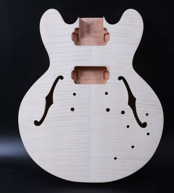 Semi-Hollow Electric Guitar Body Mahogany Flame Maple DIY guitar body replace
