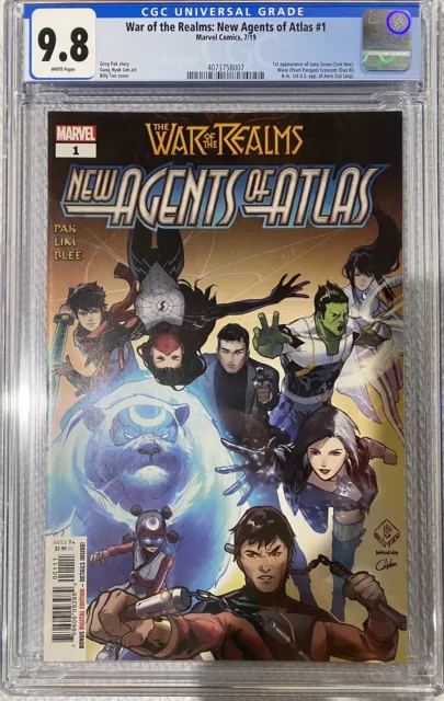 War of the Realms: New Agents of Atlas #1 2019 CGC 9.8 1st Wave, Aero, Luna Snow