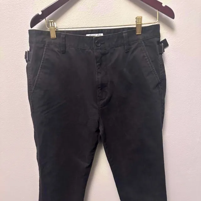 Helmut Lang Mens Black Pants. Size 32. Side Straps. Cinch Ankles. Slim Fit