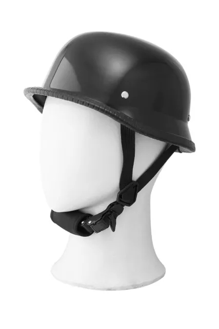 German Novelty Shiny Black Motorcycle Half Helmet